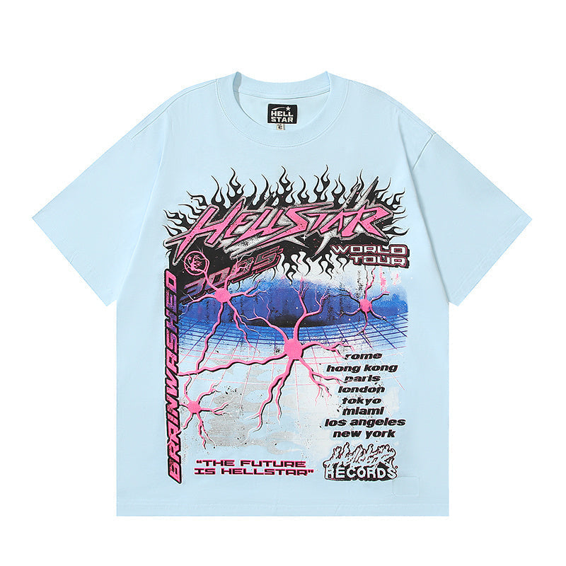 Hellstar Neuron Tour T-Shirt Light Blue Graphic