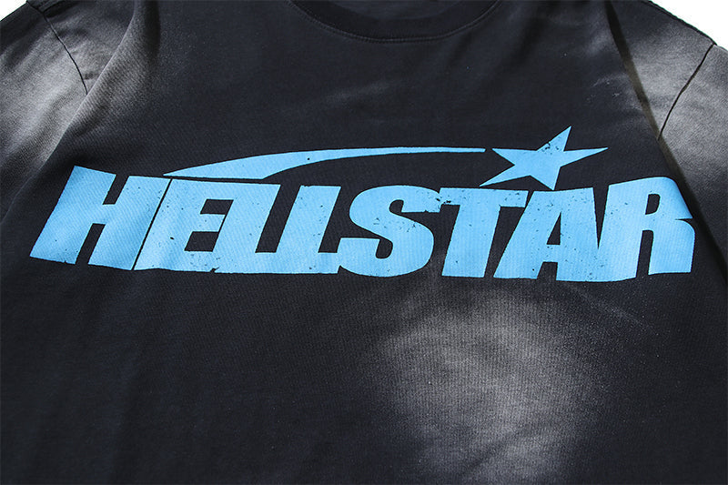 Hellstar Classic Logo Washed Black Blue T-shirt