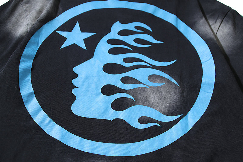 Hellstar Classic Logo Washed Black Blue T-shirt
