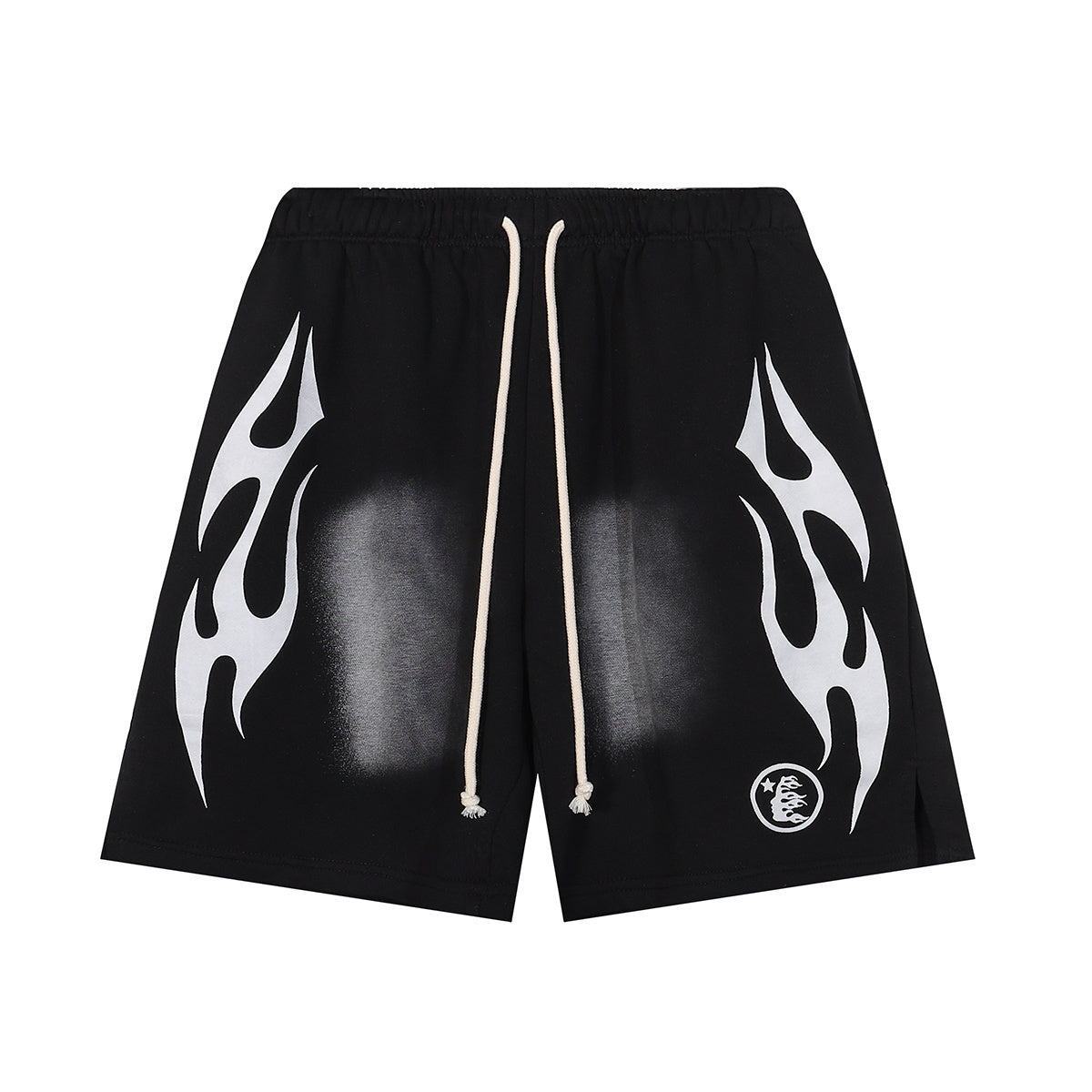 Hellstar Flame Graphic Shorts Black and White